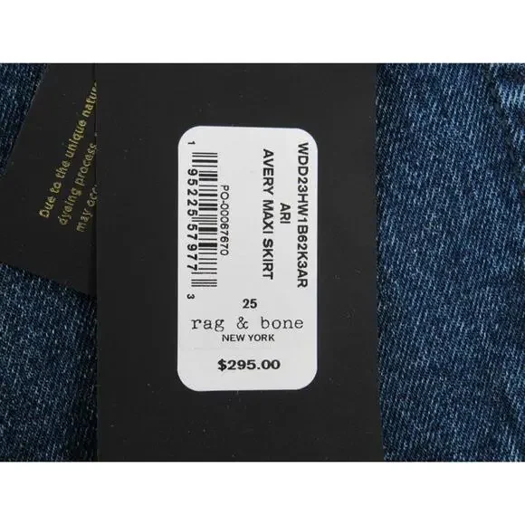 RAG & BONE Avery Maxi Skirt Size 25 Kaihara Denim New NWT List $295